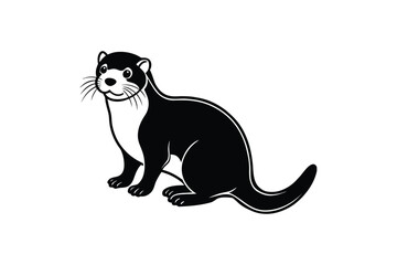 Fototapeta premium Adorable Otter Sitting Silhouette Illustration Graphic