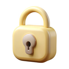 3D Render of a Cute Yellow Padlock - Security and