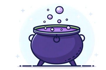 Flat-style cauldron with purple bubbling potion