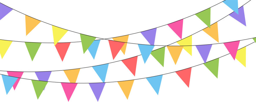 Colorful watercolor carnival garland with flag. Decorative colorful party pennants for birthday celebration, festival decor. Colorful bunting flags. eps 10