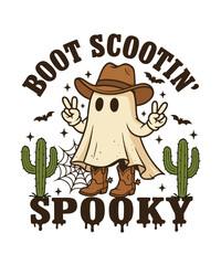 Cowboy Ghost Cactus Halloween T Shirt Art
