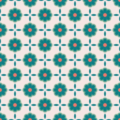 Retro Geometric Floral and Cross Seamless Repeating Tile Pattern