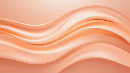 Obraz premium Ultra-minimal background with flowing wave pattern in peach and coral tones