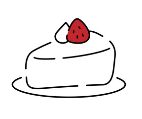 かわいい手書き風のシンプルな苺のショートケーキ