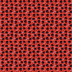 Halloween Skull and Bone Pattern on Red Background