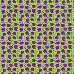 Spooky Halloween Skull Pattern in Purple and Green