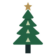 Obraz premium Simple and Modern Flat Design Christmas Tree with Star Topper