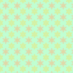Snowflake Pattern on Mint Green Background