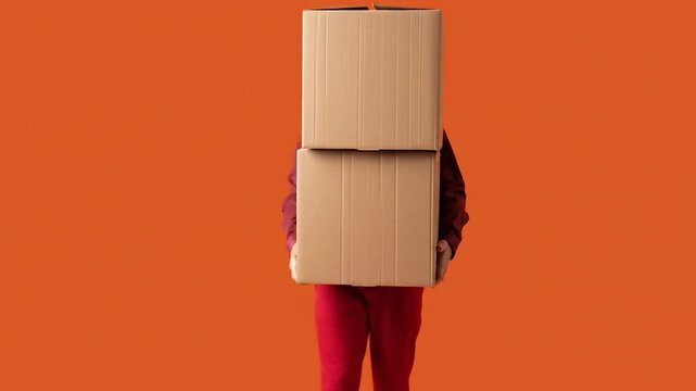 Person holding two cardboard boxes in front of them