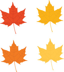Autumn Maple Leaves Set – Colorful Fall Foliage Vector Illustration, A beautiful set of colorful maple leaves in autumn shades. Ideal for seasonal decorations, greeting cards, scrapbooking,