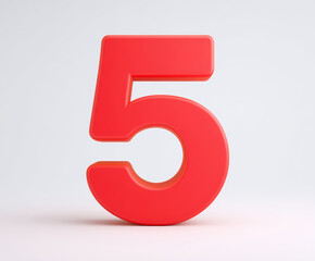The red number "5" stands on a white background