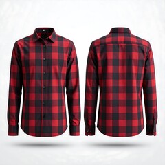 Red and black checkered long-sleeve shirt