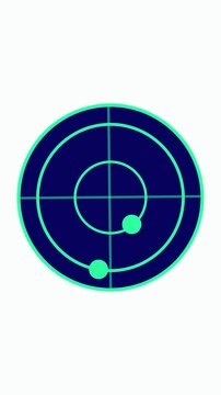 Radar display animation with scanning effect in vertical video. High-definition radar display animation on white background featuring circular sweep motion for security visuals.