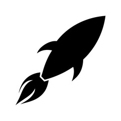 Silhouette of a rocket designed to resemble a floating feather with transparent background