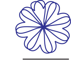 Blue Symmetrical Flower Pattern with Curved Petals
