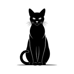 Elegant Black Cat Silhouette A Striking Feline Illustration with Mystical Charm and Graceful Posture A Classic Symbol of Sophistication.