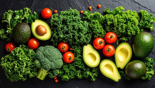 Fresh Vegetables Arrangement On Dark Background