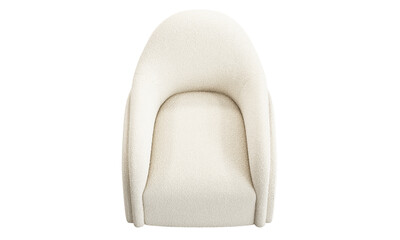 Classic beige boucle fabric upholstery swivel chair. 3d render.