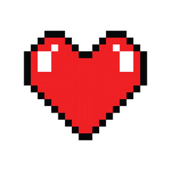 Fototapeta premium pixel art heart or love icon for valentine on white background