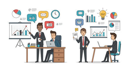 Fototapeta premium Business professionals collaborating on project planning and data analysis