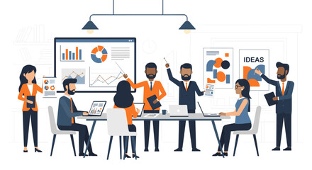 Fototapeta premium Team Collaboration and Business Strategy Meeting Presentation