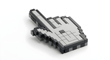 Pixelated hand cursor icon on a white background