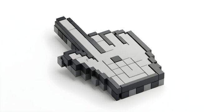 Pixelated hand cursor icon on a white background