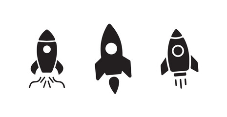 rocket launch icon silhouette, vector  illustration 10.