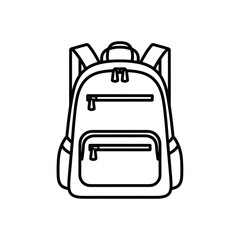 Black outline of a classic backpack with multiple compartments  icon