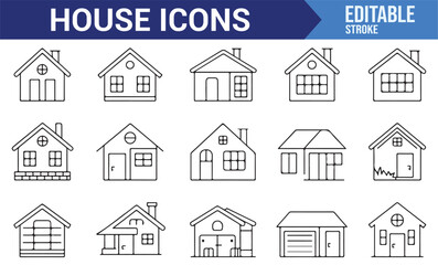 A series of vector house icons ideal for use in architecture, real estate, and design.