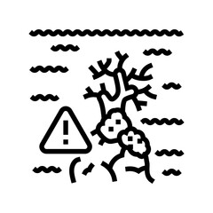 thermal stress coral reefs line icon vector illustration