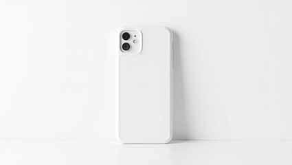 White smartphone case on a white surface.