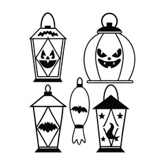 Vector art of halloween lanterns isolated on white background, a spooky and festive decoration for parties
