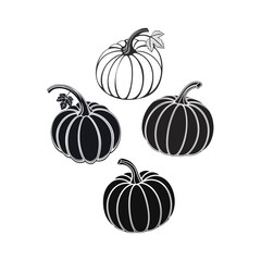 Black and white pumpkin silhouettes for graphic design