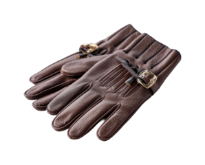 Stylish brown leather gloves for fashion enthusiasts product isolated on transparent background, png