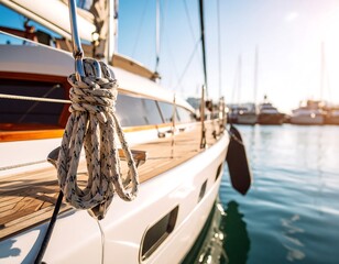 Obraz premium Luxury yacht detail, rope knot