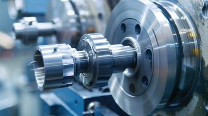 Naklejka premium CNC Milling Machine Cutting Metal with Modern Precision: Industrial Manufacturing Scene for Engineering & Production
