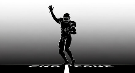 Triumphant touchdown silhouette showcases athletic prowess on the football field in victory