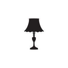Obraz premium Vintage Table Lamp Silhouette Icon Isolated on White Background