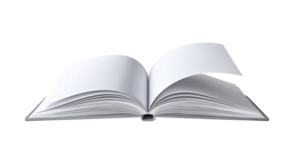 Isolated hardcover book with empty pages as a template or mockup for design