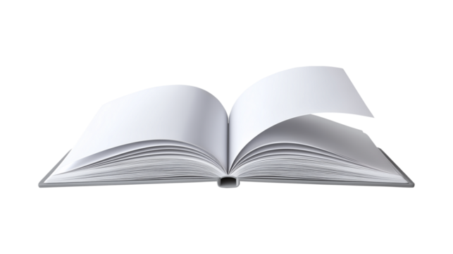 Isolated hardcover book with empty pages as a template or mockup for design