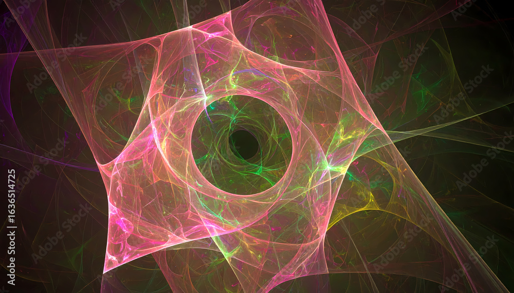 Canvas Prints mysterious abstract fractal background showing glowing pink and green energy web. futuristic cosmic 