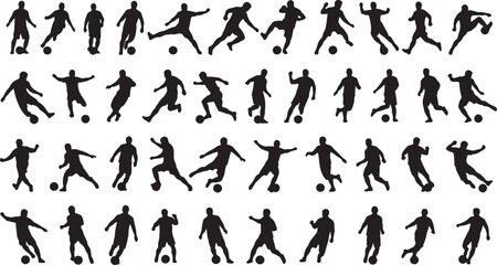Soccer players kicking ball silhouettes football sport, soccer, football, player, silhouette, sport, action, kick, ball, athletic, game, competition, training, exercise, movement, running, jumping, ki