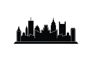 Naklejka premium Columbus Ohio Skyline Black and White Silhouette Illustration Features a Distinctive Silhouette Style with a Minimalist and Modern Aesthetic silhouette