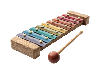 Naklejka premium Playing colorful xylophone in a sunny park musical instrument fun vibrant scene isolated on transparent background, png