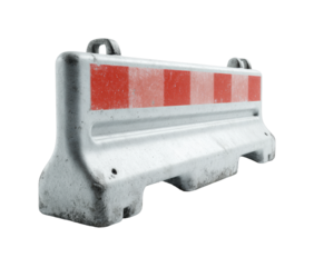 Construction barrier installation urban city safety equipment daytime viewpoint isolated on transparent background, png