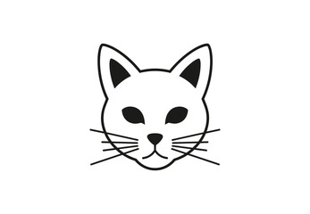Minimalist Outline Animal Head Cute Cat Face Illustration Graphic Design