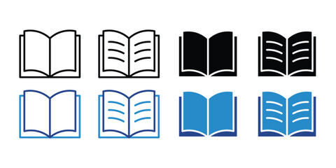 Open book icon set vector isolated on white background. 