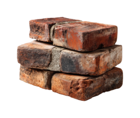 Constructing with old bricks building techniques construction site showcase urban isolated on transparent background, png