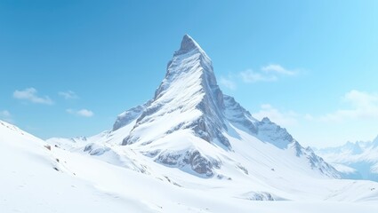 Snowy mountain peak under a clear sky.